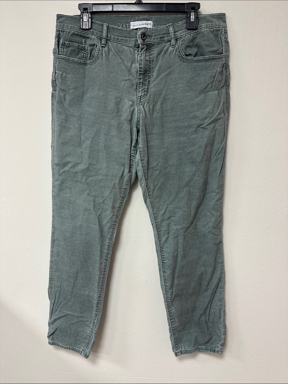 LOFT Washed Sage Green Slim Casual Pants